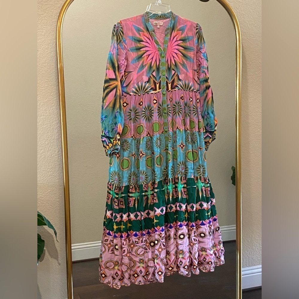 Siddhartha Bansal x Anthropologie Mixed Print Button Front Maxi Dress Size XS - Picture 10 of 15